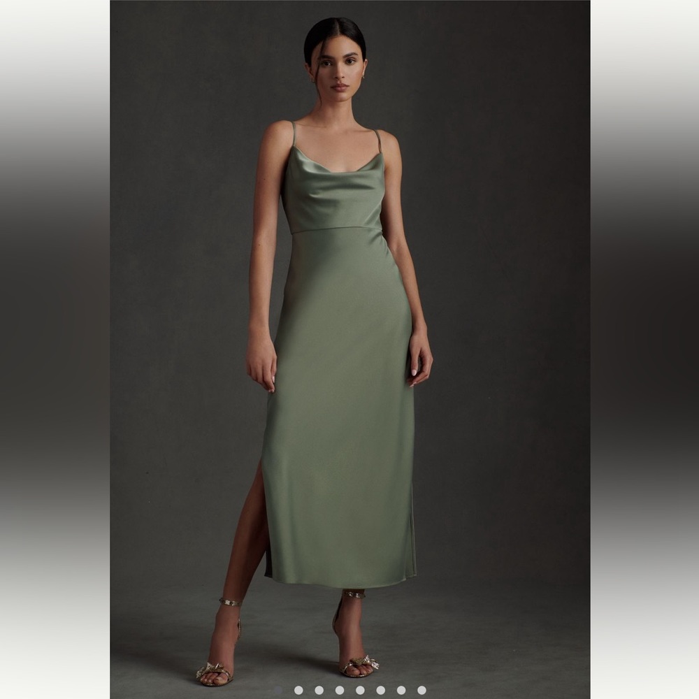BHLDN cali satin cowl neck midi slip dress NWT ANTHROPOLOGIE